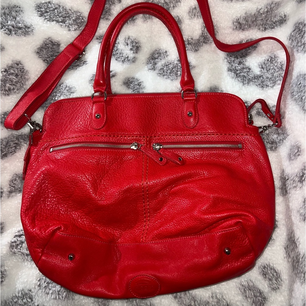 Roots Genuine Leather Red Crossbody Shoulder Purse